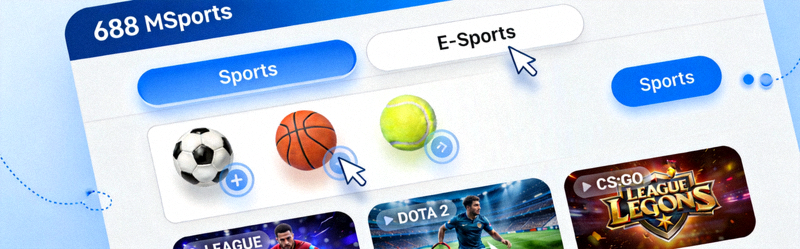 Animasi demonstrasi antarmuka M88 MSports yang menunjukkan navigasi antara olahraga dan e-sports