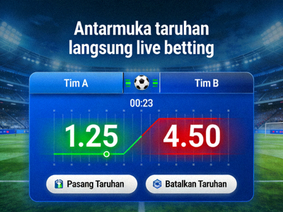 Antarmuka taruhan langsung live betting dengan grafik odds yang berubah secara real-time selama pertandingan berlangsung