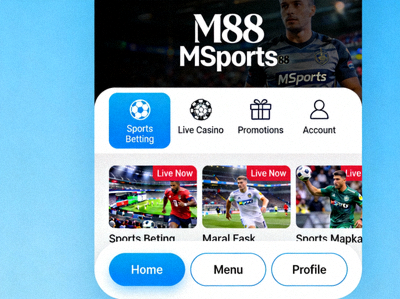 Tampilan M88 MSports yang dioptimalkan untuk perangkat mobile dengan menu yang mudah diakses